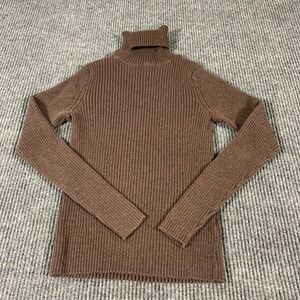 VTG Gap Sweater Girls Extra Large Brown Turtleneck Ribbed Stretch Y2K Comfort